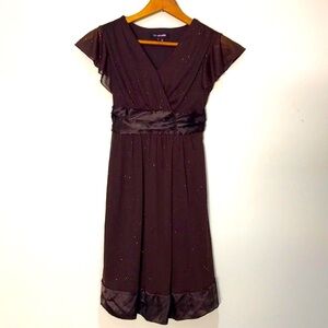 My Michelle Girls Brown Sparkle Fit & Flare Midi Dress Size 12